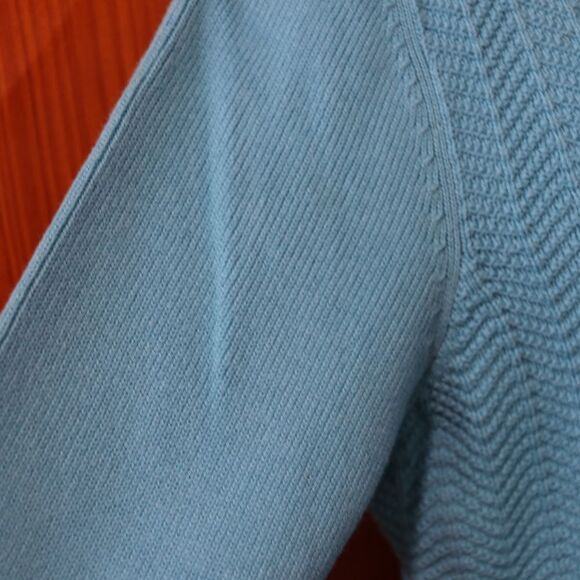 Liz Claiborne Villager XL 100% Cotton Teal Blue Henley Turtleneck Sweater - Picture 6 of 13